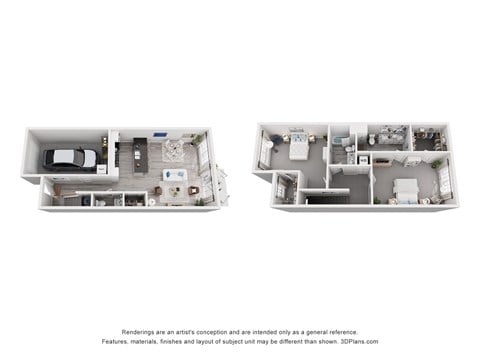 Floor plan for 2 beds, 2.5 baths, 1505 sqft